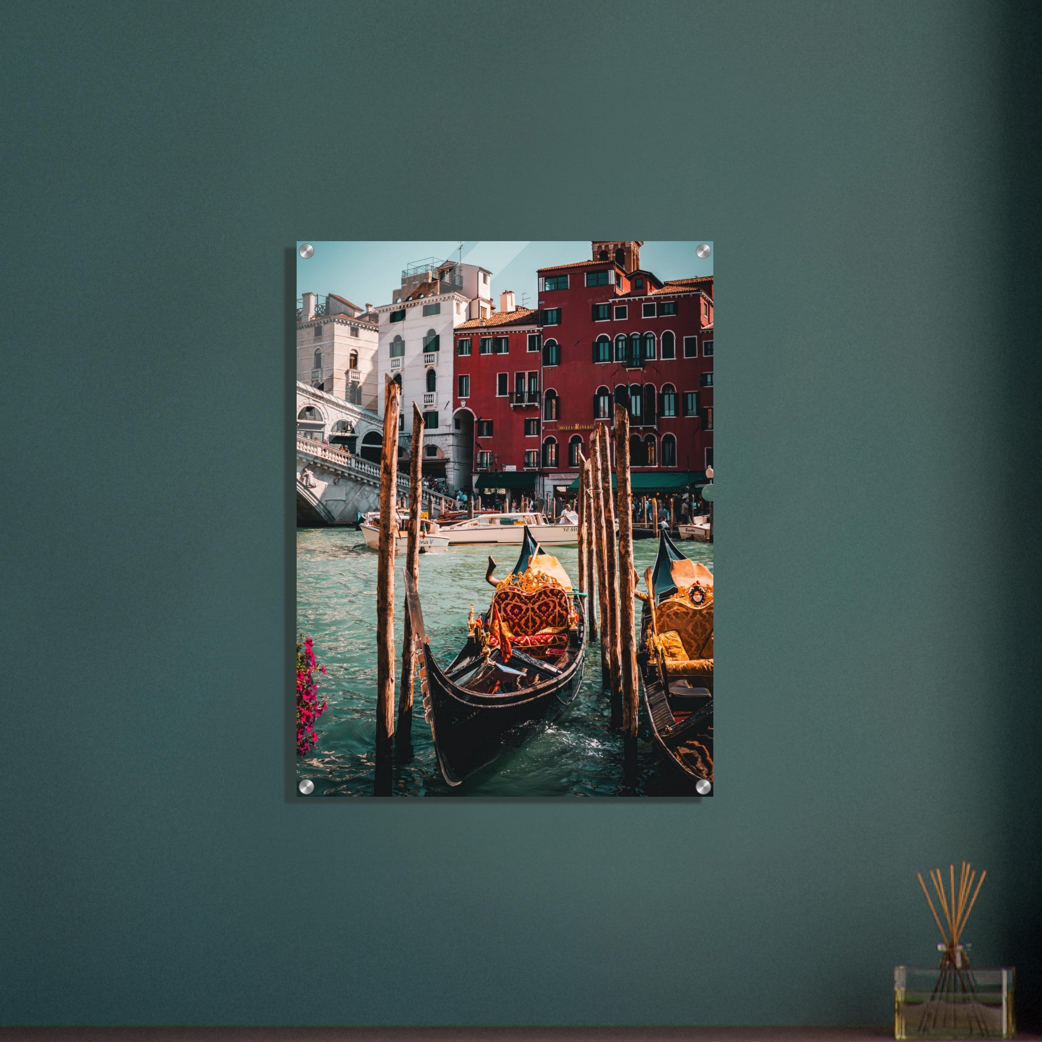 Iconic Venice: Rialto Bridge and Moored Gondolas | Acrylic Print