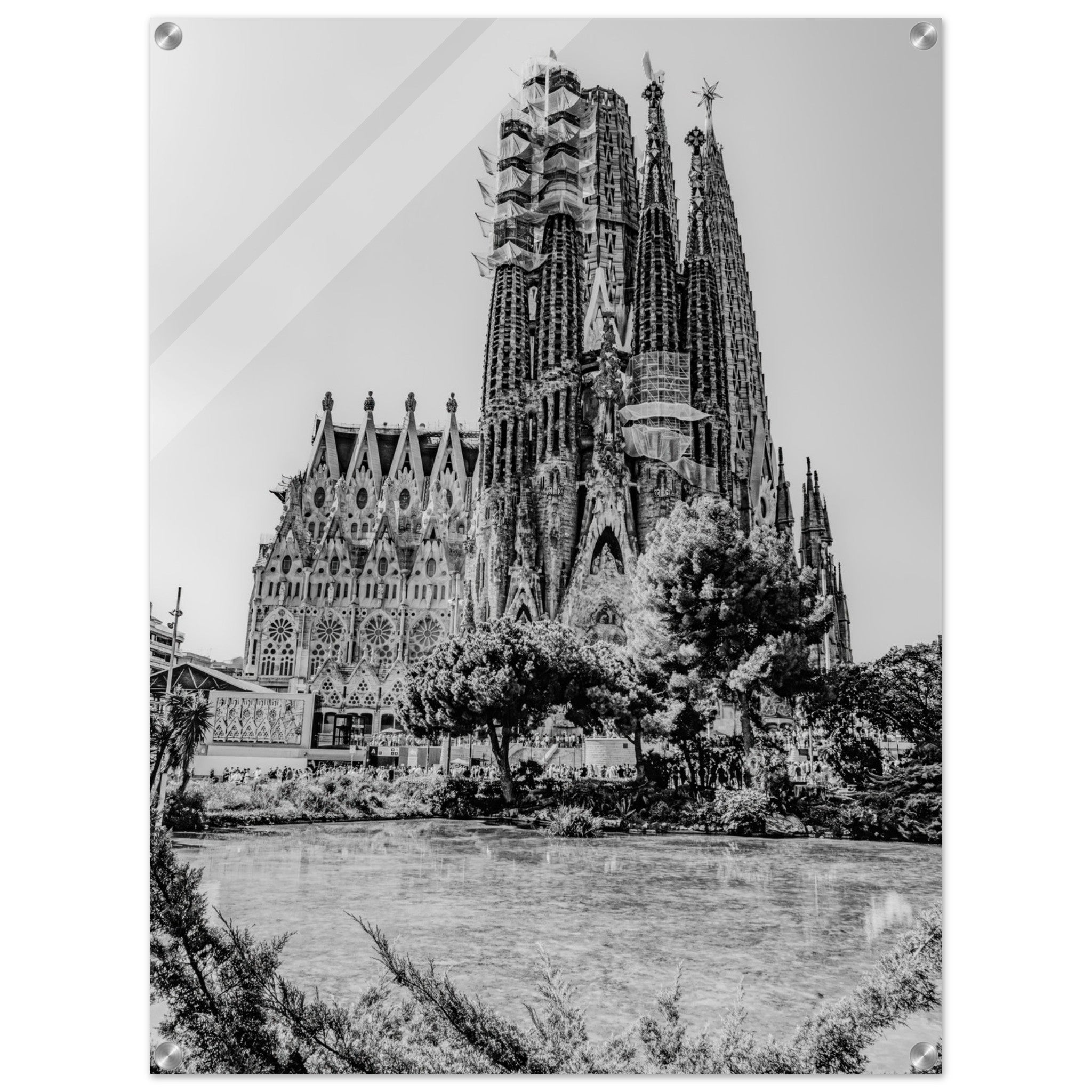 Barcelona's Icon: The Majestic Sagrada Família B&W | Acrylic Print