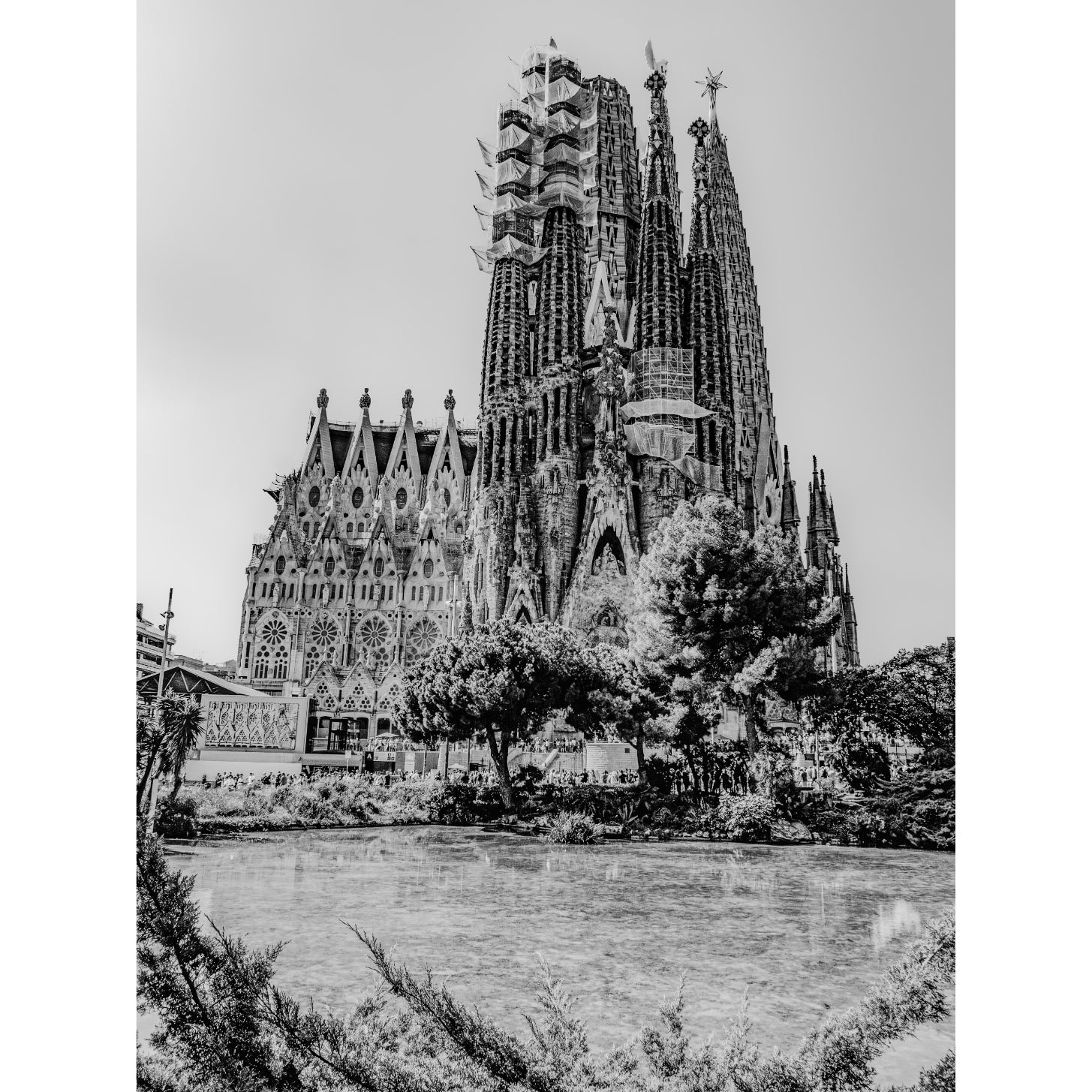 Barcelona's Icon: The Majestic Sagrada Família B&W | Acrylic Print