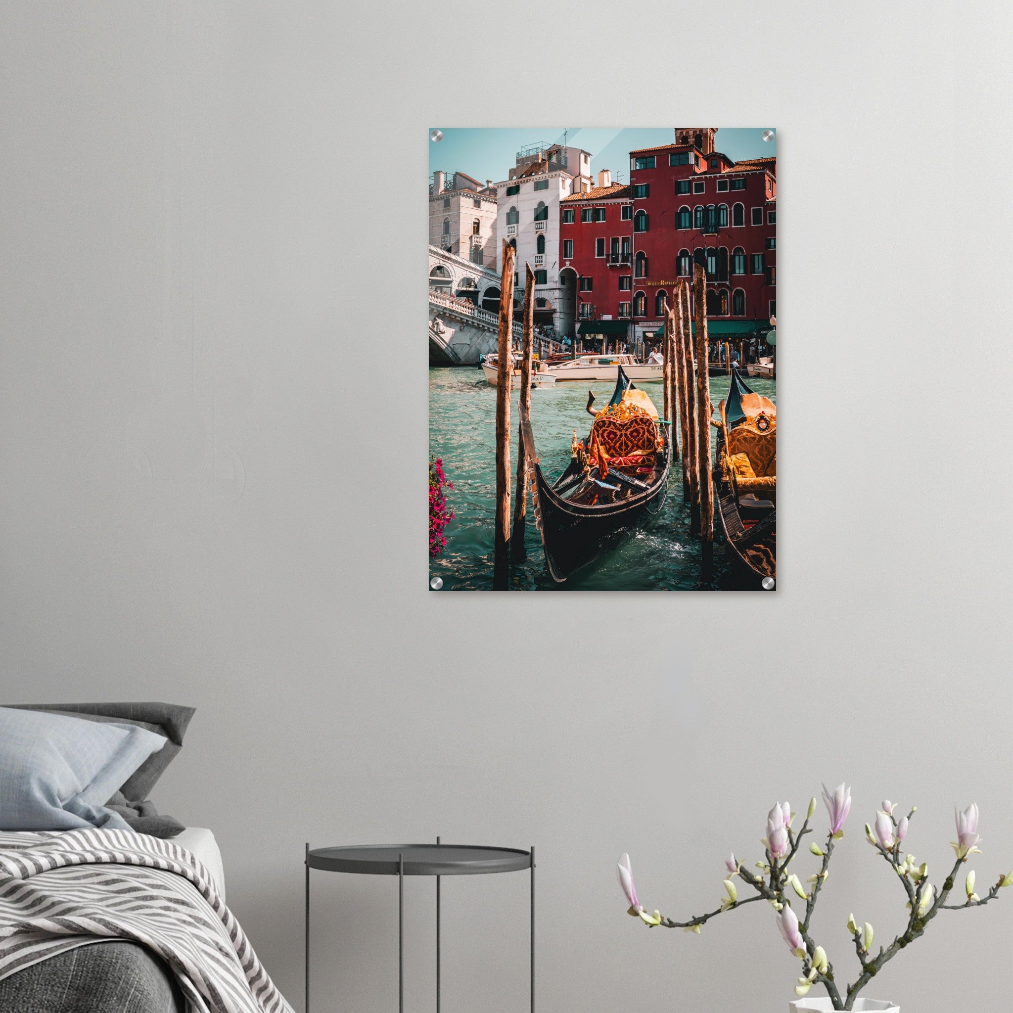 Iconic Venice: Rialto Bridge and Moored Gondolas | Acrylic Print